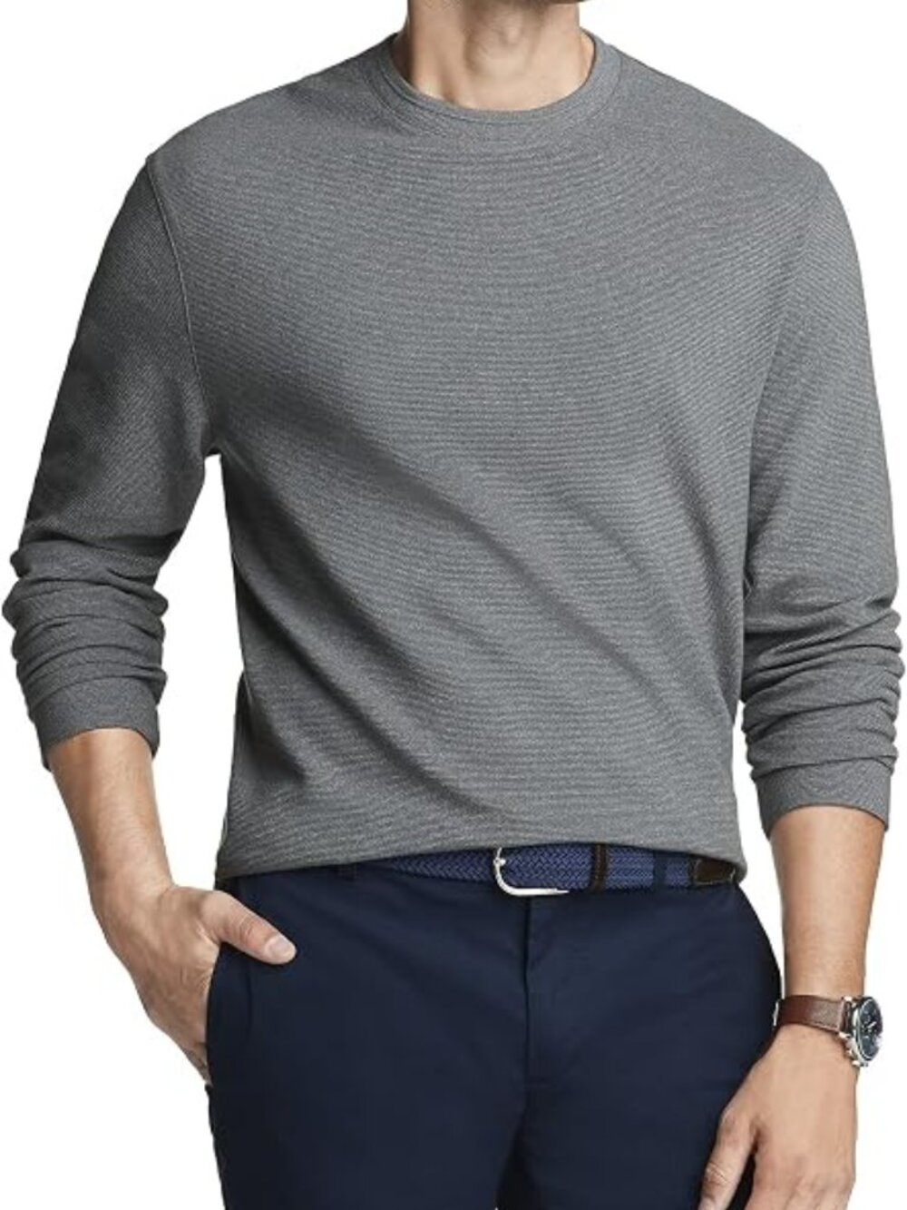 New Van Heusen Men's Essential Long Sleeve Ottoman Crewneck Shirt - Size XL